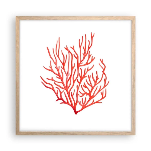 Poster in light oak frame - Coral Filigree - 50x50 cm