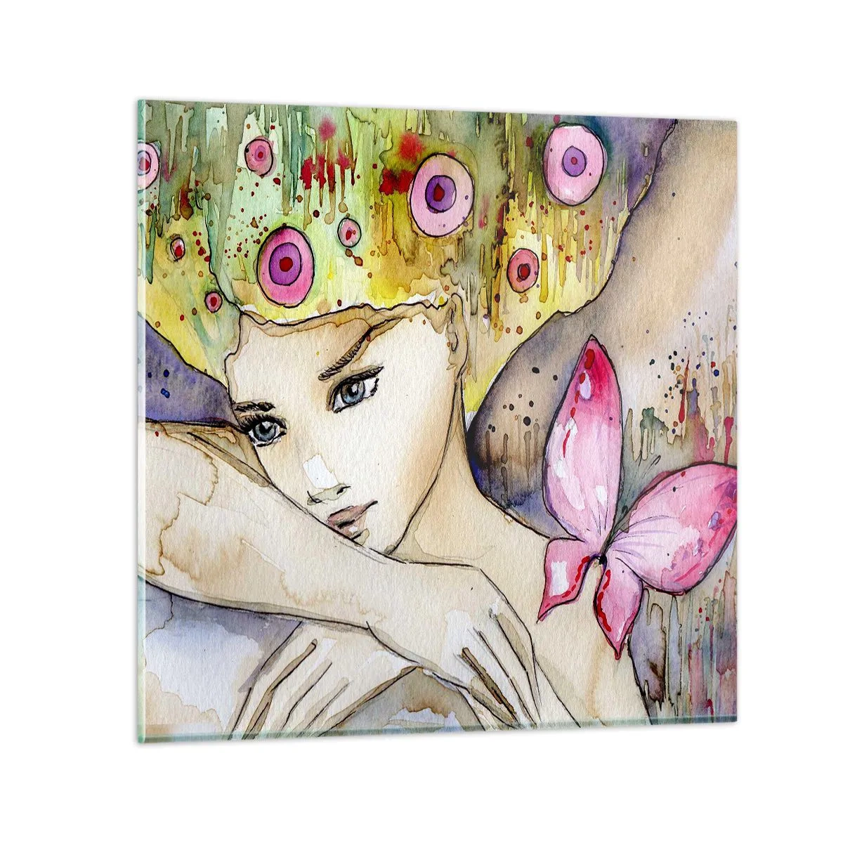 Glass picture - Butterfly Princess - 40x40 cm