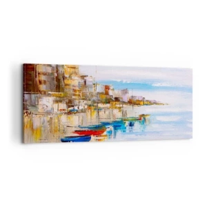 Canvas picture - Multicolour Town Marina - 100x40 cm