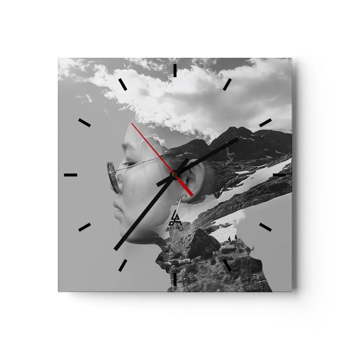 Wall clock - Clock on glass - Cloudy Portrait - 40x40 cm