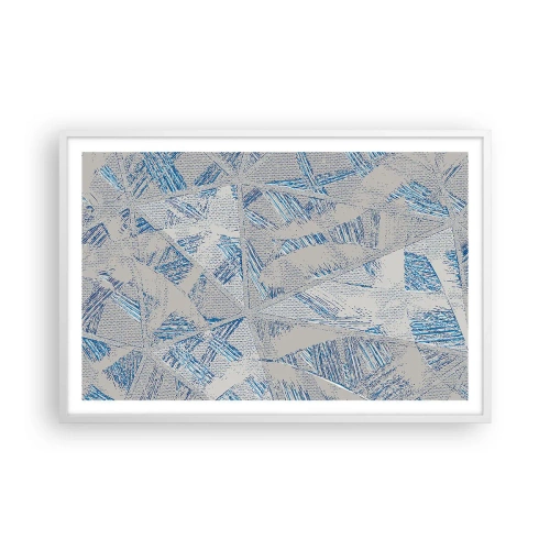 Poster in white frmae - In Blue and Grey Maze - 91x61 cm