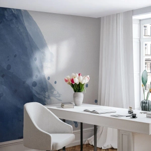 Custom Wallpaper Premium Canvas - Blue Tulle - Abstraction, Piece, Painting