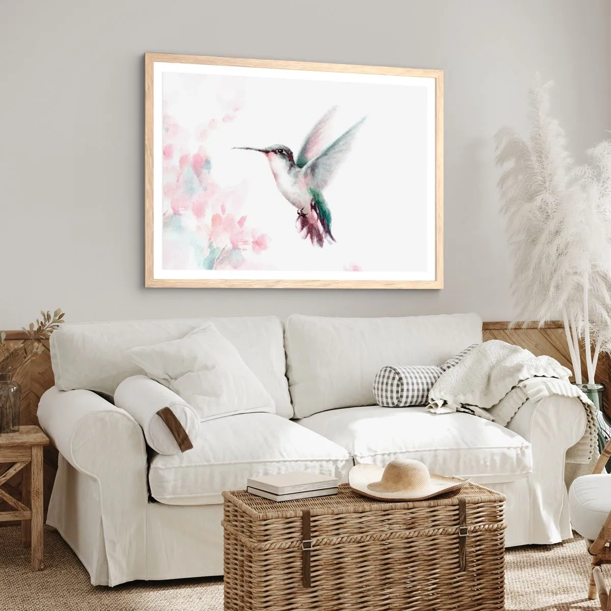 Poster in light oak frame - Stopped in Flutter - 91x61 cm