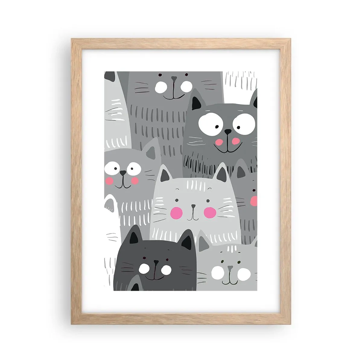 Poster in light oak frame - Cat's World - 30x40 cm