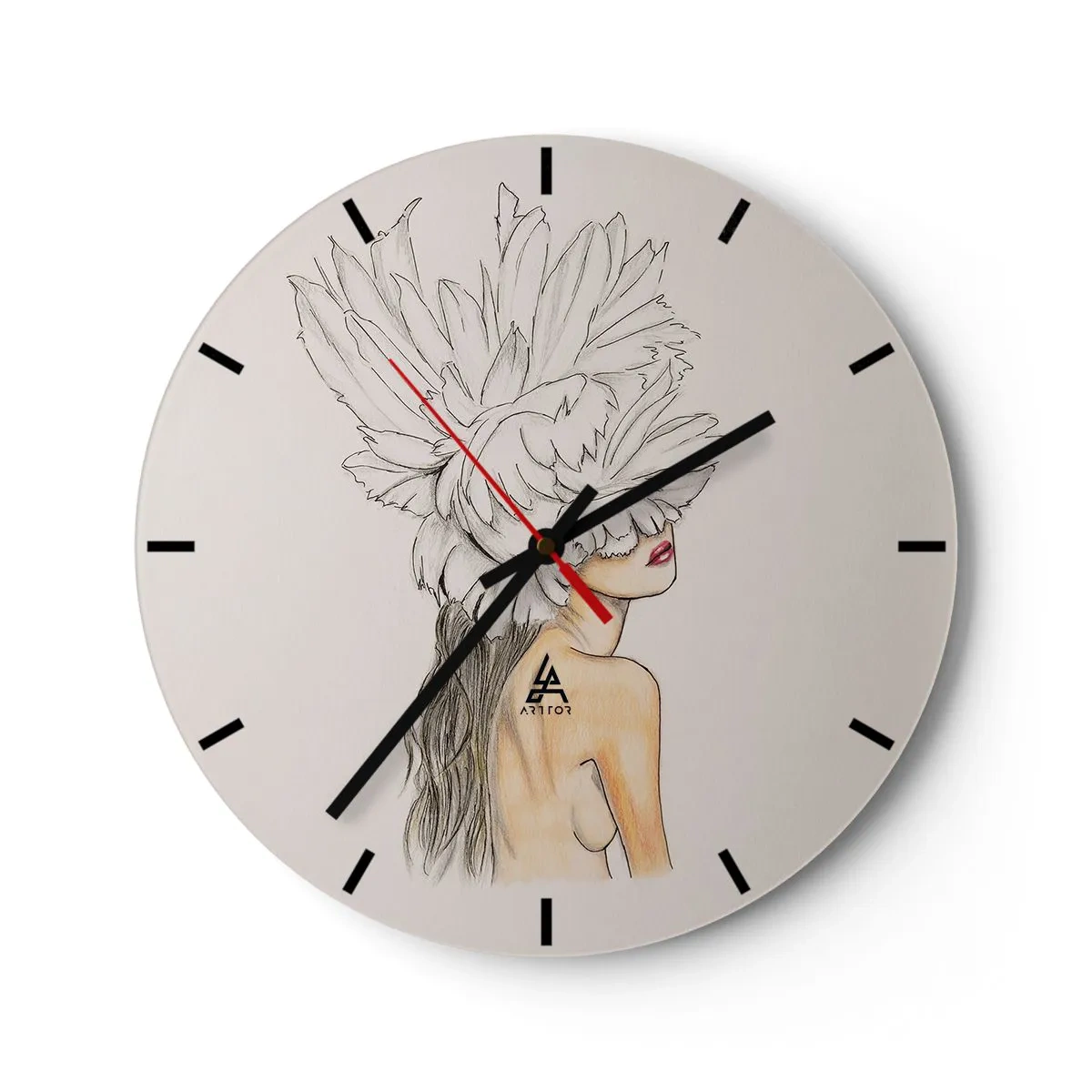 Wall clock - Clock on glass - Crowned Beauty - 40x40 cm