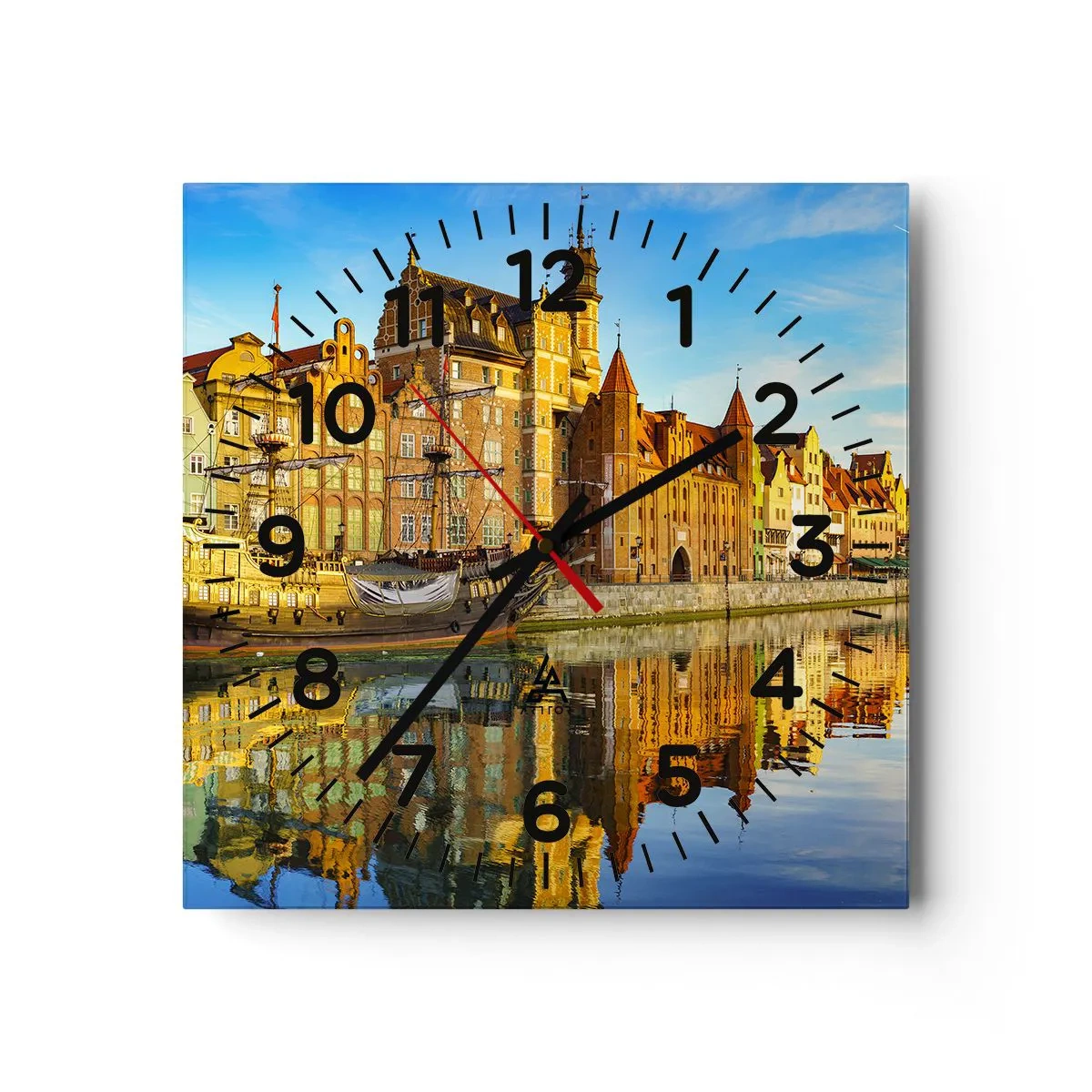 Wall clock - Clock on glass - Mirror Reflection of the Past - 40x40 cm