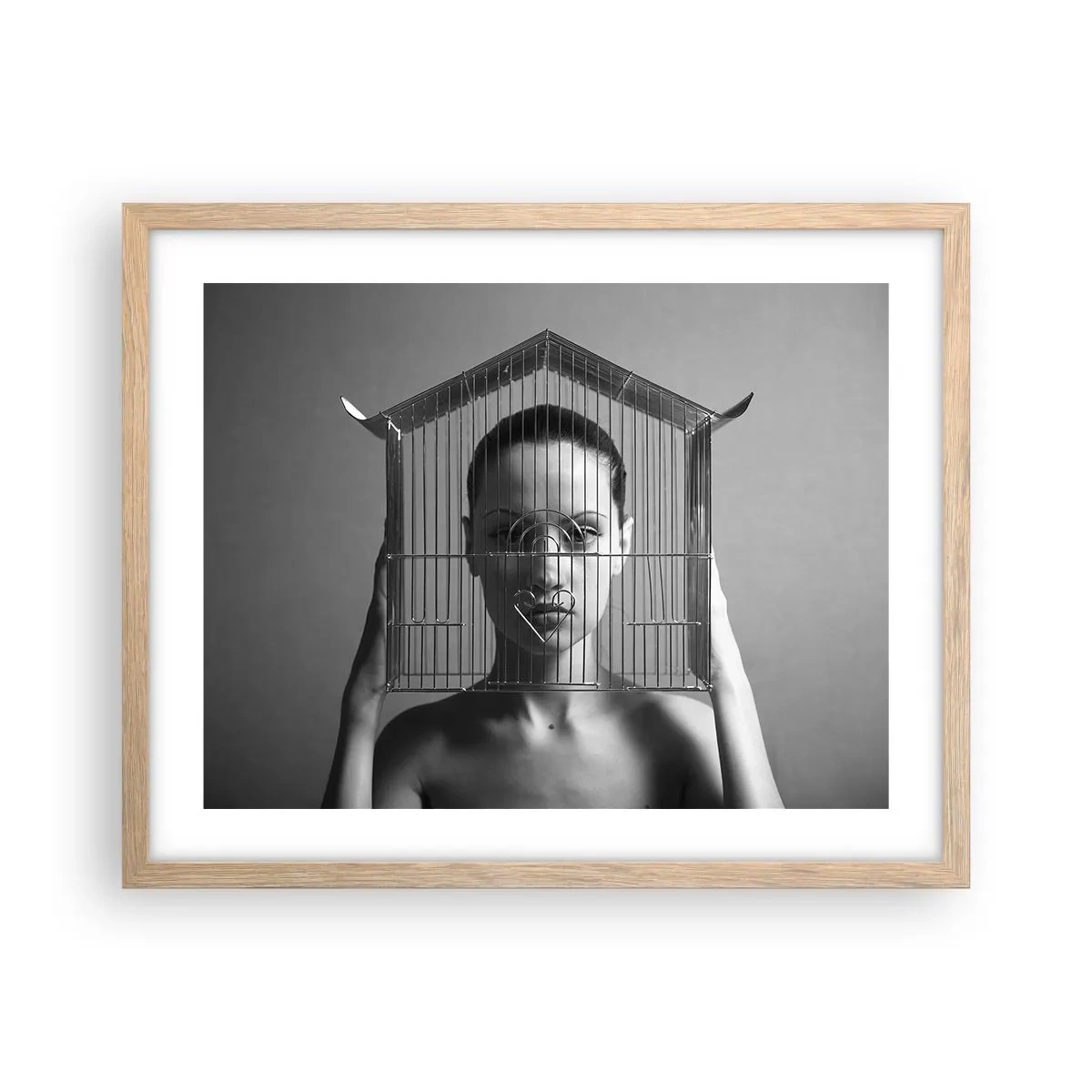 Poster in light oak frame - A Bit Surrealistic Portrat - 50x40 cm