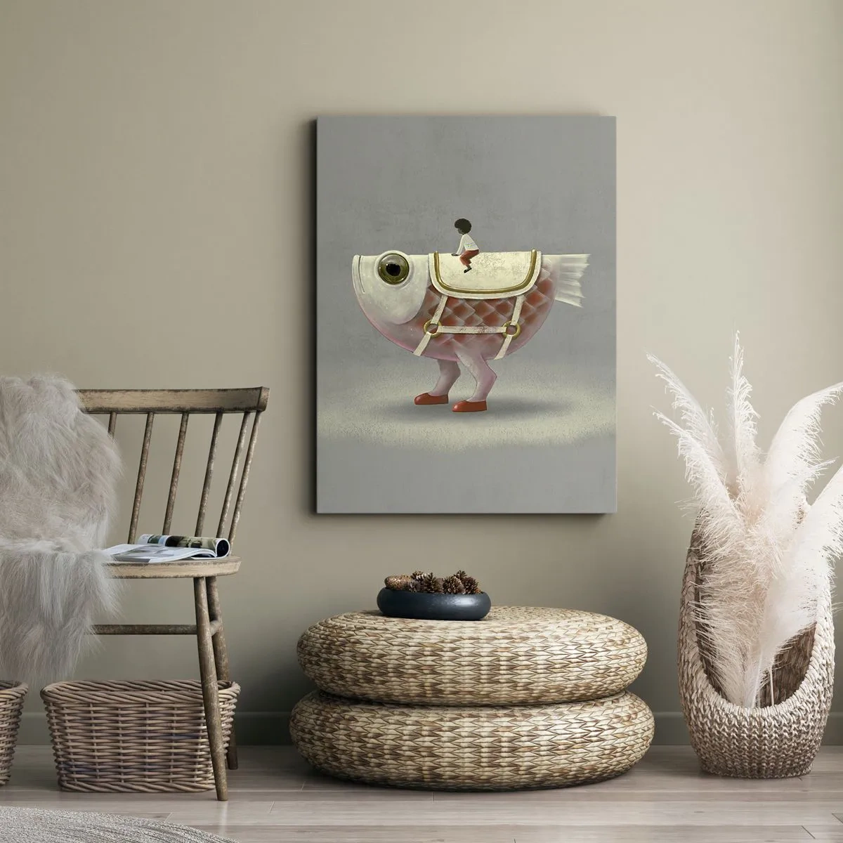 Canvas picture - Fish Jockey - 65x120 cm