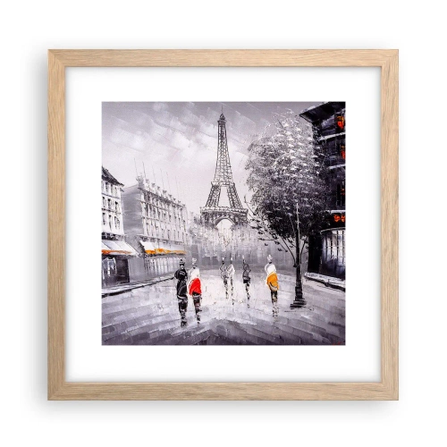 Poster in light oak frame - Parisian Walk - 30x30 cm