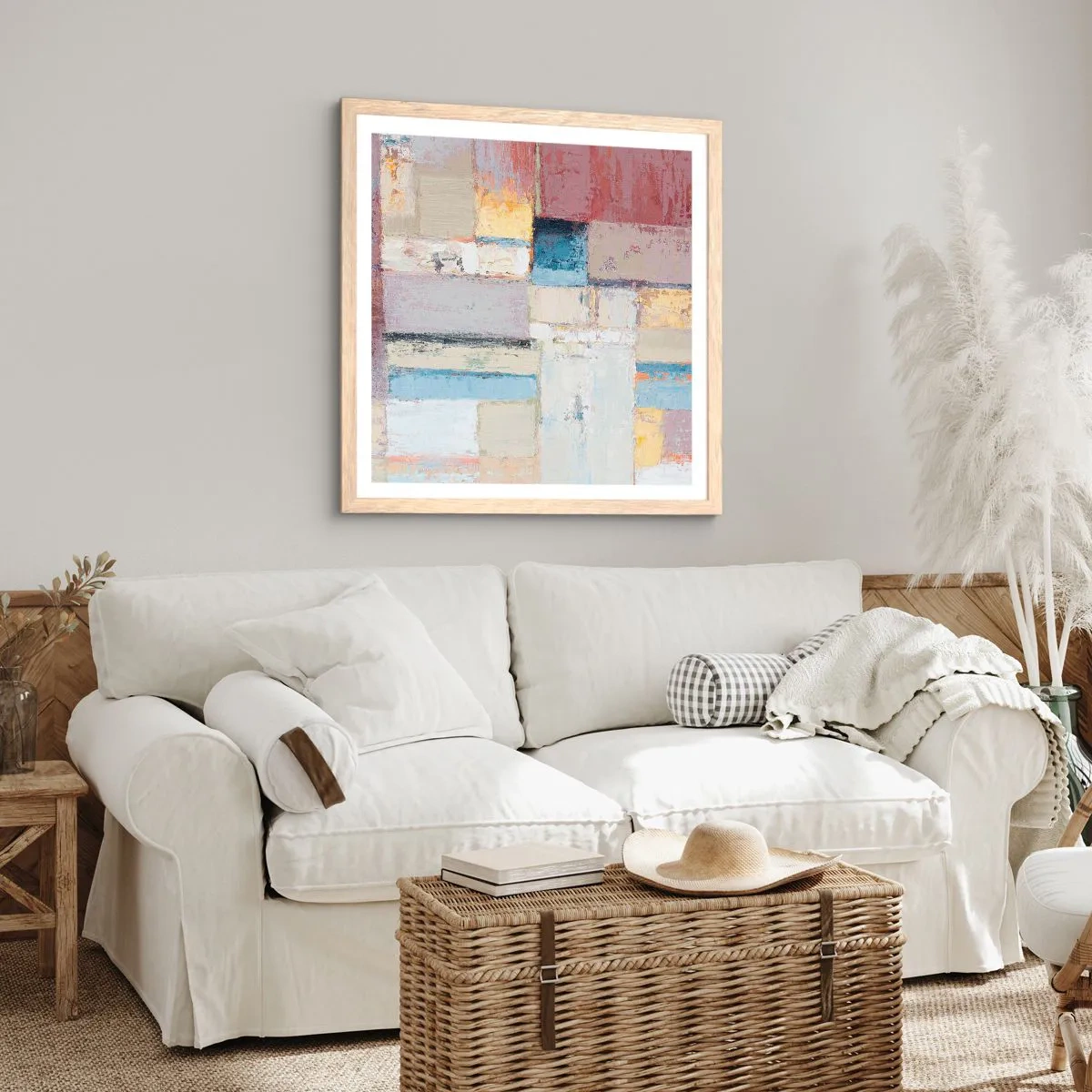 Poster in light oak frame - Calm of Geometry - 40x40 cm
