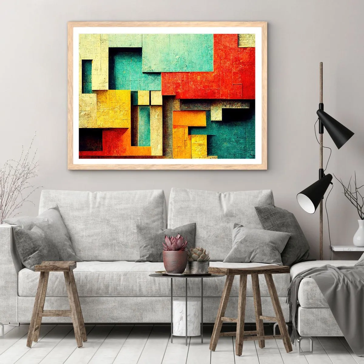 Poster in light oak frame - Festival of Right Angles - 70x50 cm
