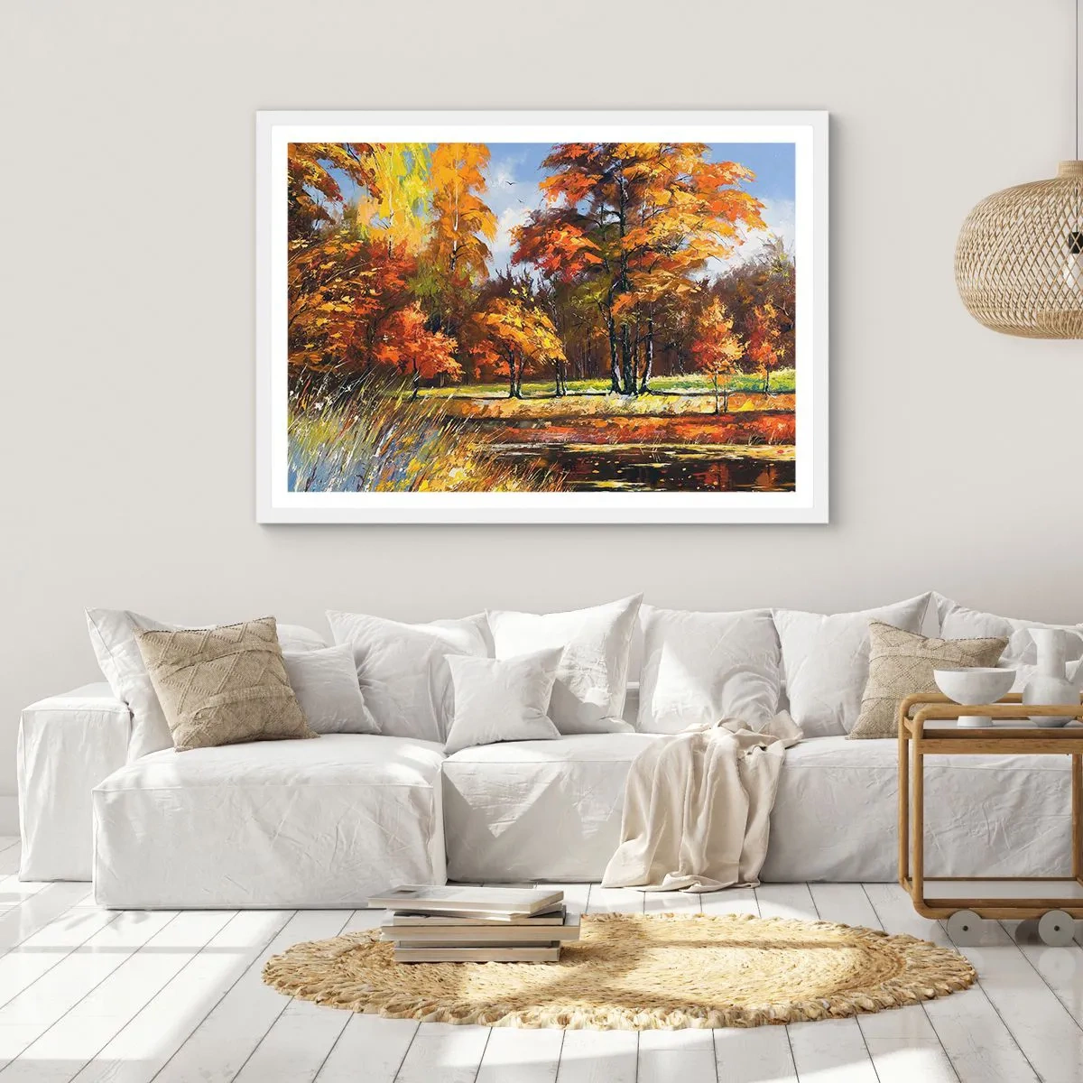 Poster in white frmae - Landscape in Gold and Brown - 70x50 cm