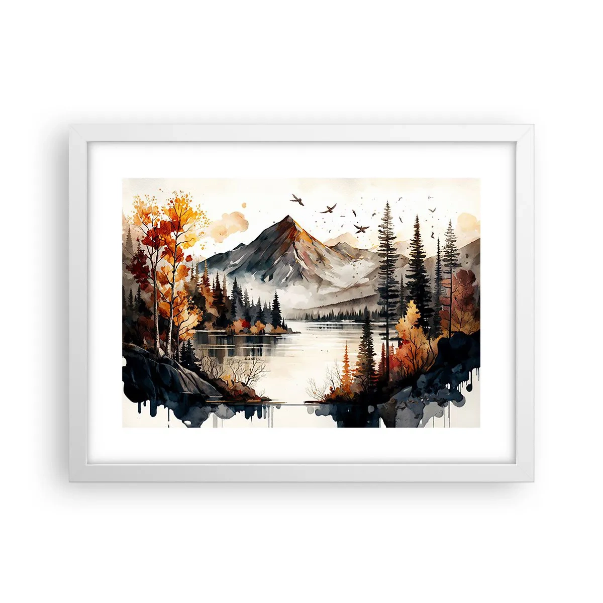 Poster in white frmae - Golden Autumn in the Mountains - 40x30 cm