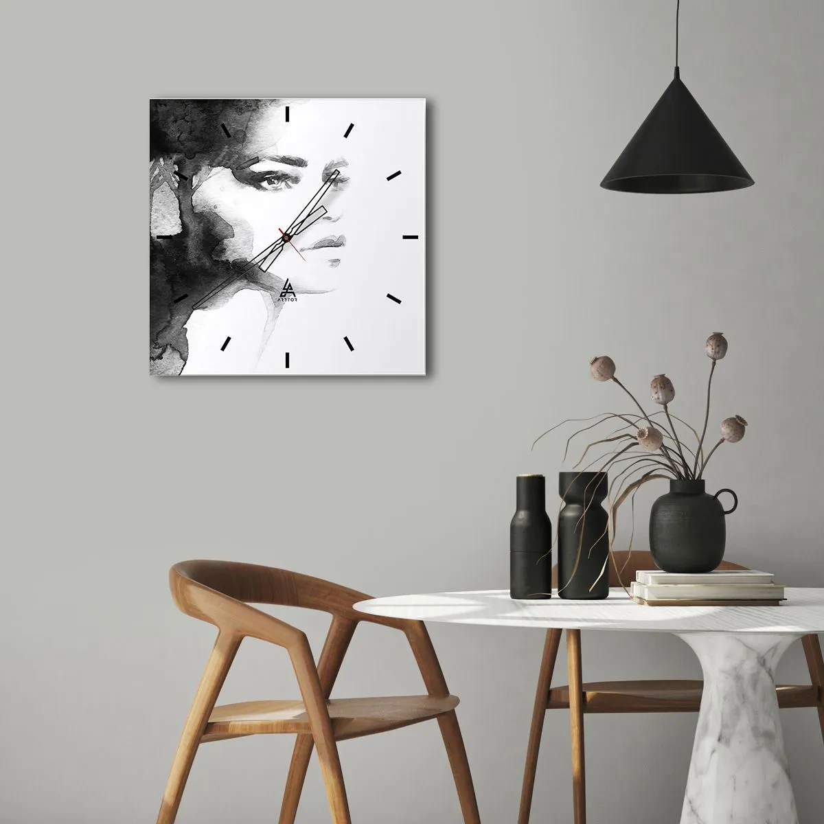 Wall clock - Clock on glass - Created from Mystery and Mist - 30x30 cm