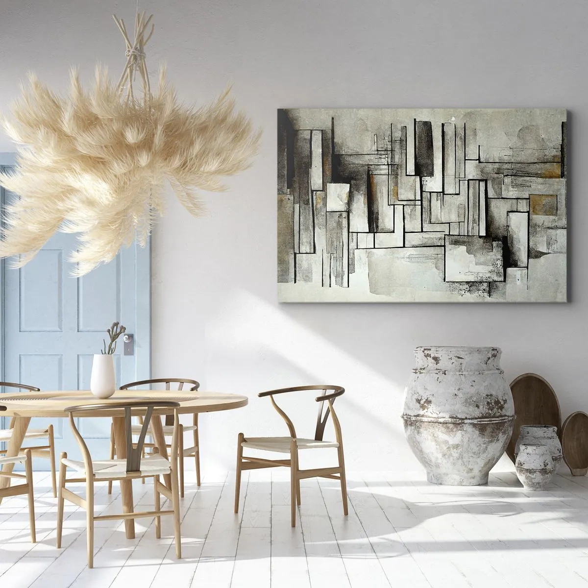 Canvas picture - Abstract rectangles in shades of gray and black - 70x50cm - Power of Simplicity - Modern wall decoration for the living room and bedroom ARTTOR
