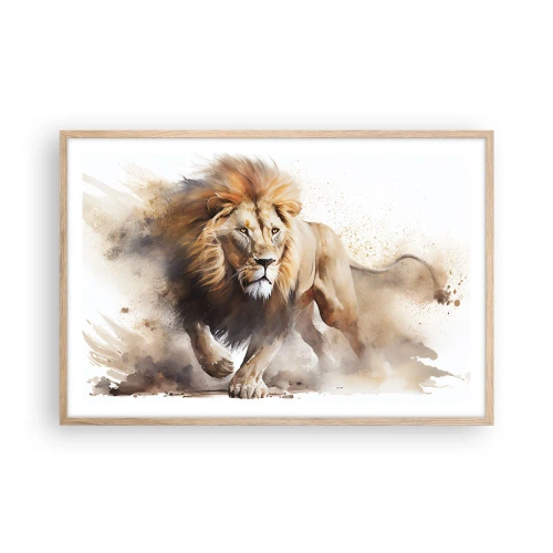 Poster in light oak frame - King is on the Move - 91x61 cm