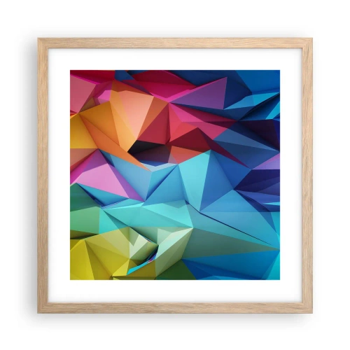 Poster in light oak frame - Rainbow Origami - 40x40 cm