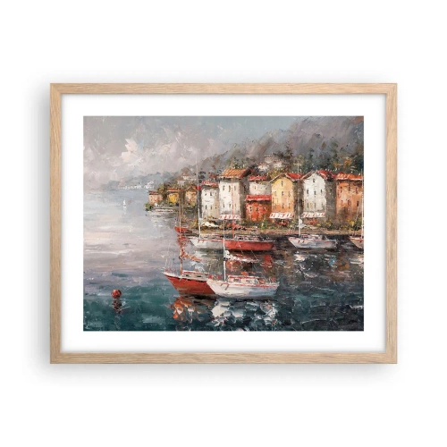 Poster in light oak frame - Romantic Marina - 50x40 cm