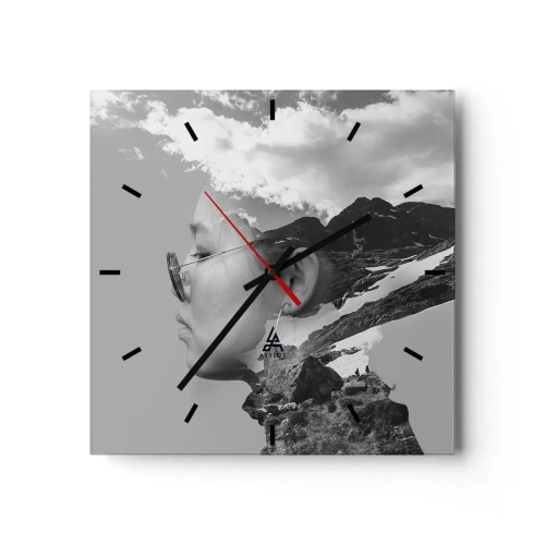 Wall clock - Clock on glass - Cloudy Portrait - 30x30 cm