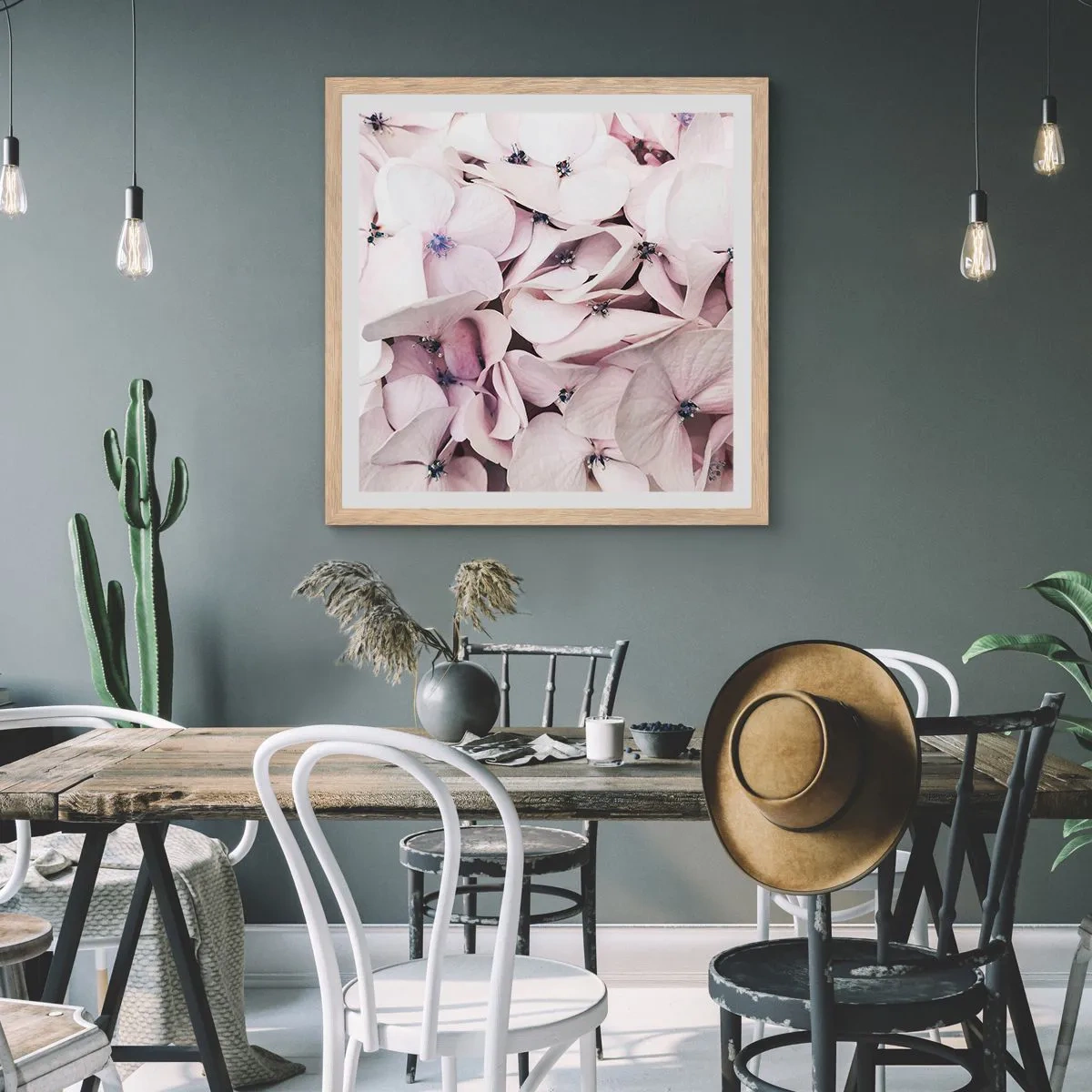 Poster in light oak frame - In the Flood of Flowers - 60x60 cm