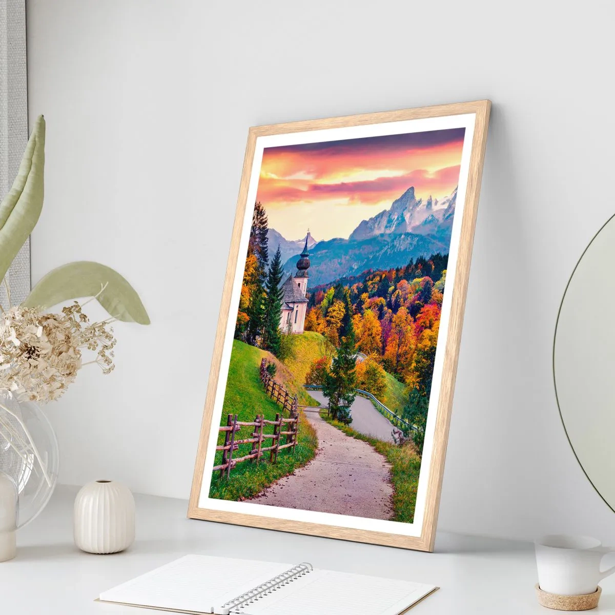 Poster in light oak frame - Landscape Like a Picture - 70x100 cm