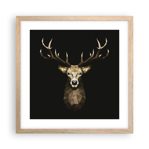 Poster in light oak frame - Cubist Deer - 40x40 cm