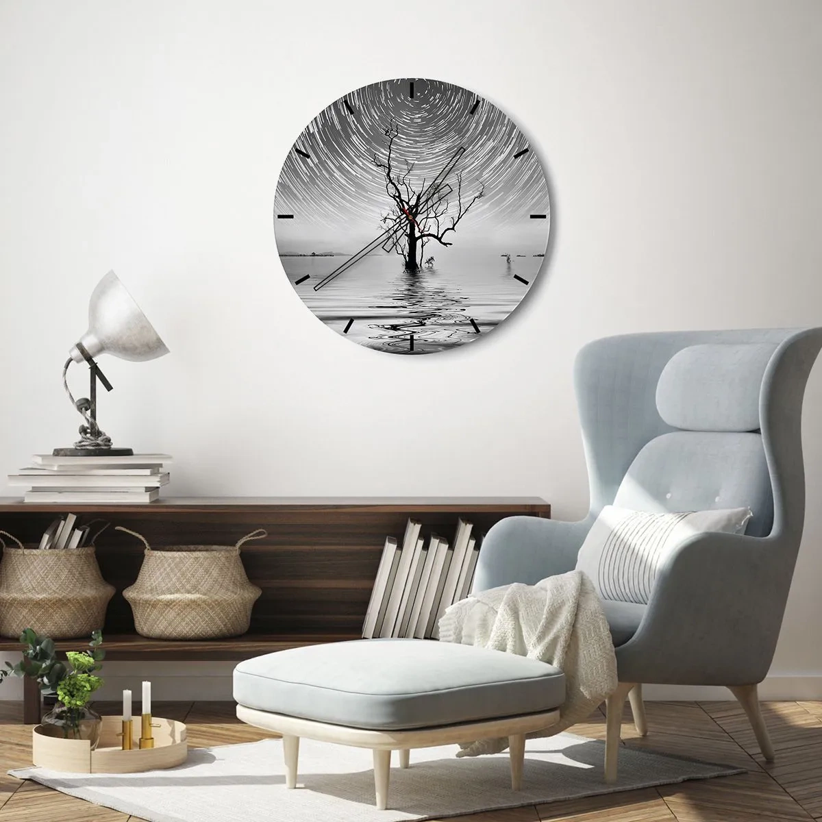 Wall clock - Clock on glass - Symphony of Nature - 30x30 cm