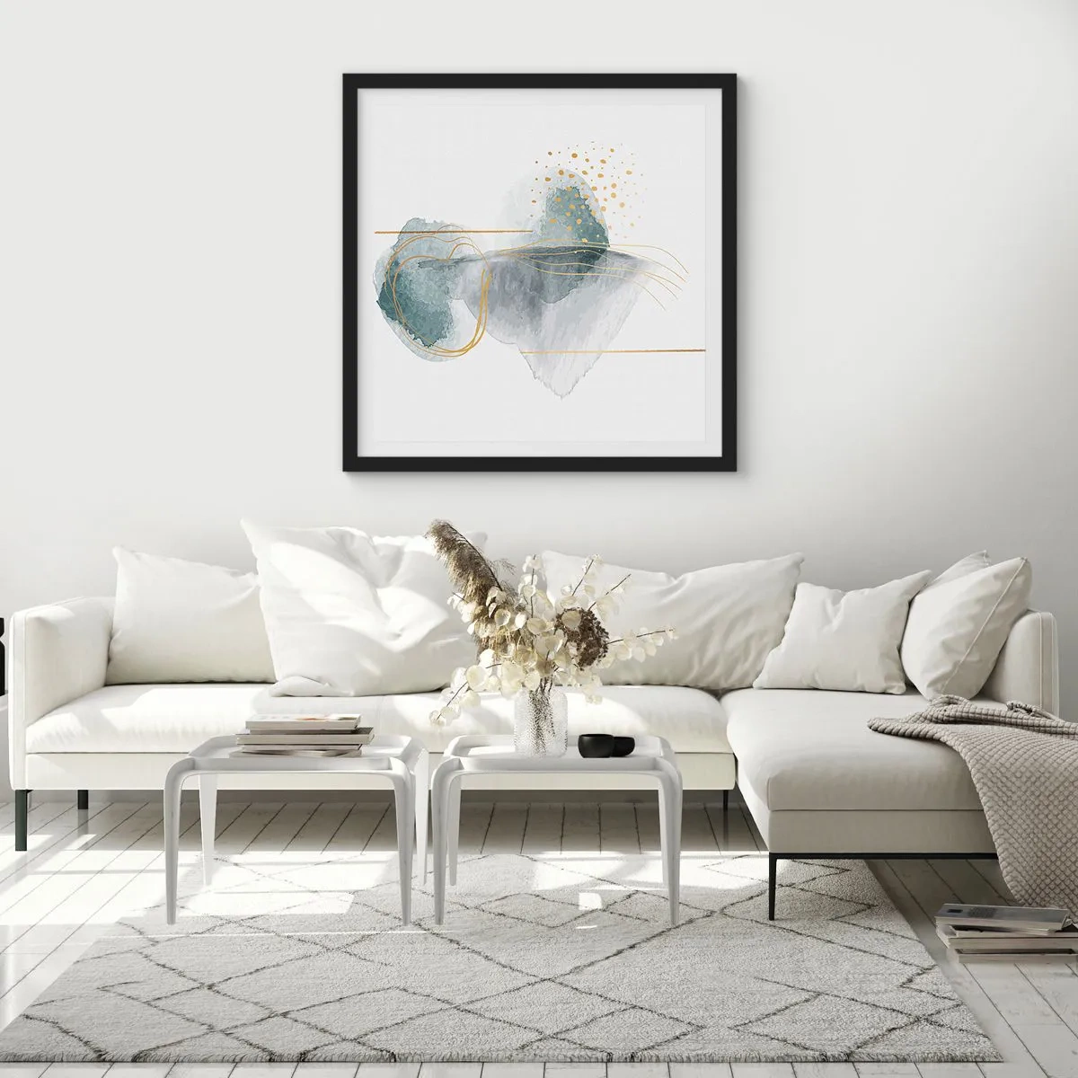 Poster in black frame - On the Relationships of Grey and Gold - 30x30 cm