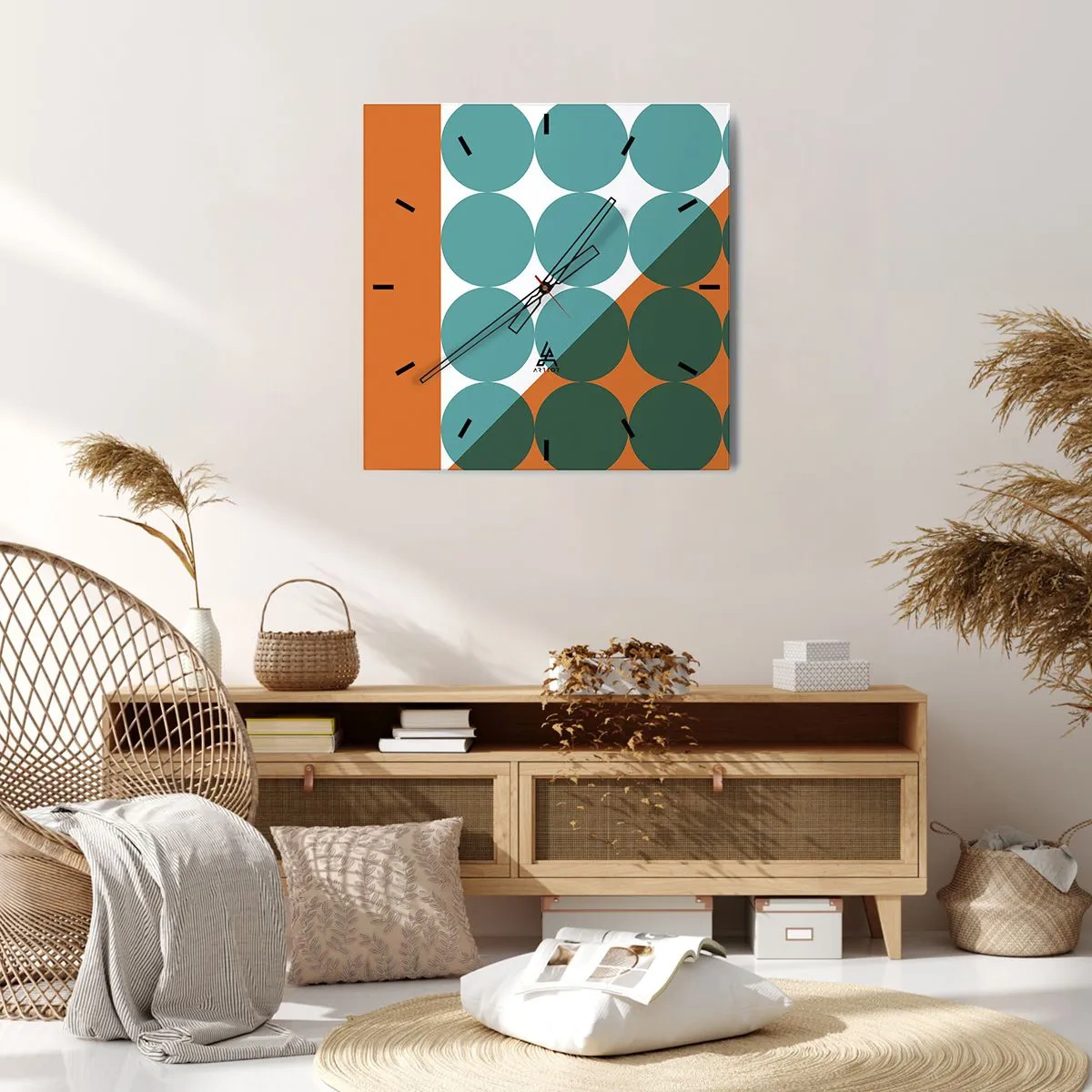 Wall clock - Clock on glass - Upwards and Diagonally - 40x40 cm