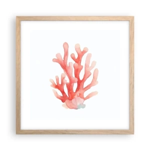 Poster in light oak frame - Coral Colour Colars - 40x40 cm