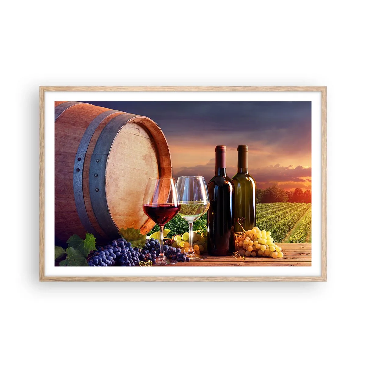 Poster in light oak frame - Here Life Is Full of Flavour - 91x61 cm