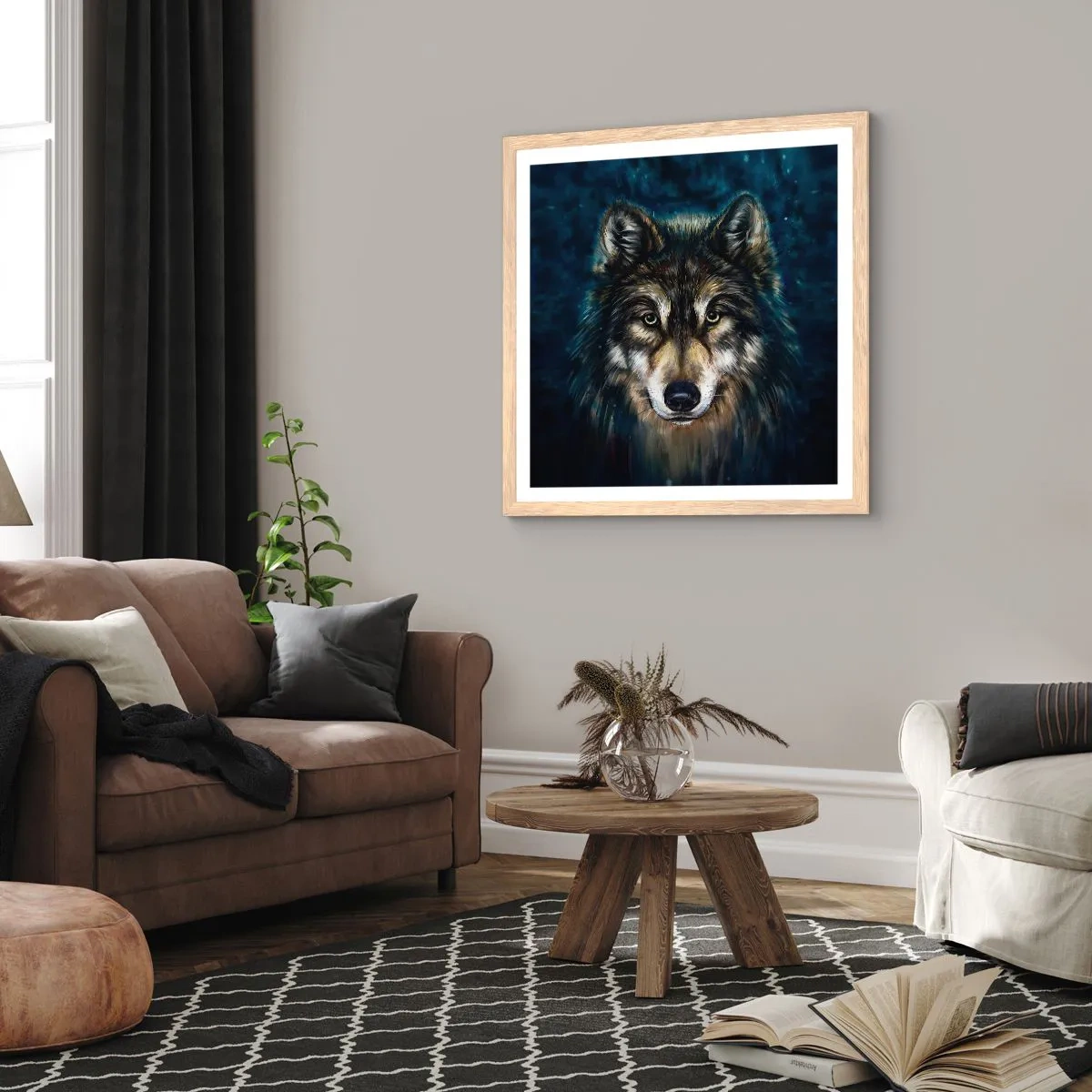 Poster in light oak frame - Alpha? And Omega - 60x60 cm