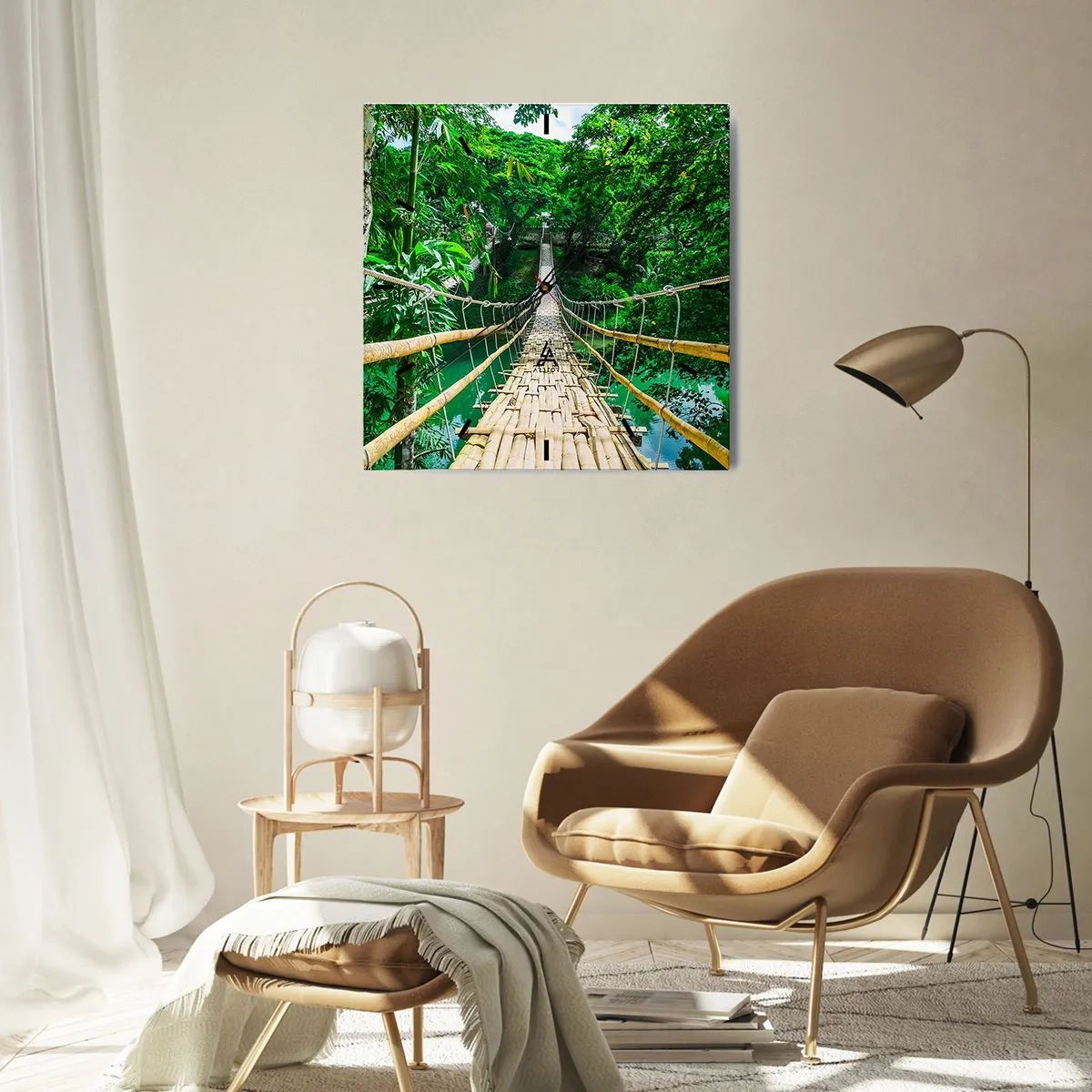 Wall clock - Clock on glass - Small Bridge over the Green - 30x30 cm