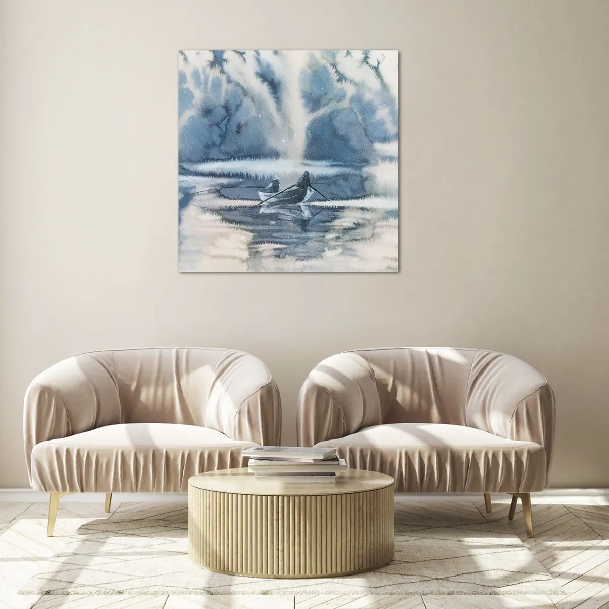Glass picture - Fishermen in Their Paradise - 30x30 cm