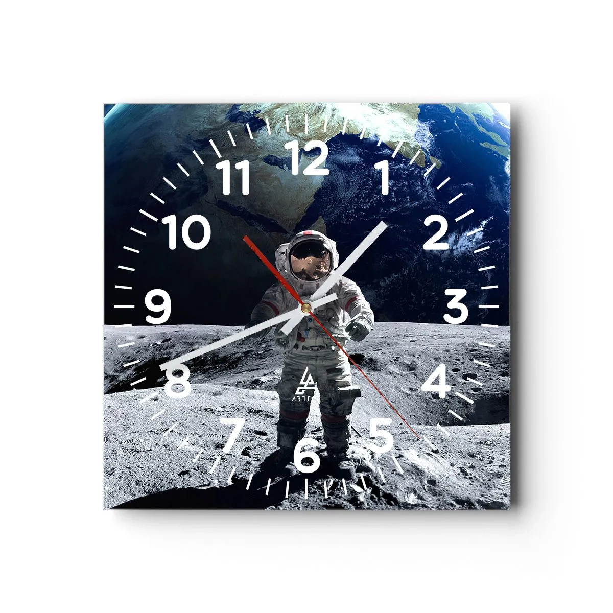 Wall clock - Clock on glass - Greetings from the Moon - 30x30 cm