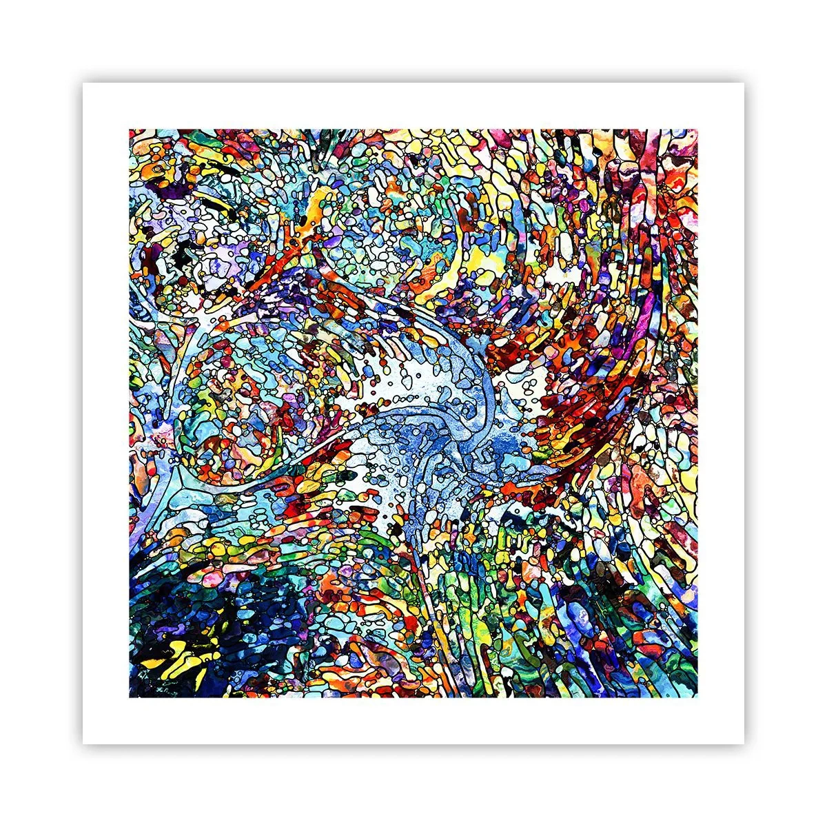 Poster - Stained Glass with Drops - 50x50 cm