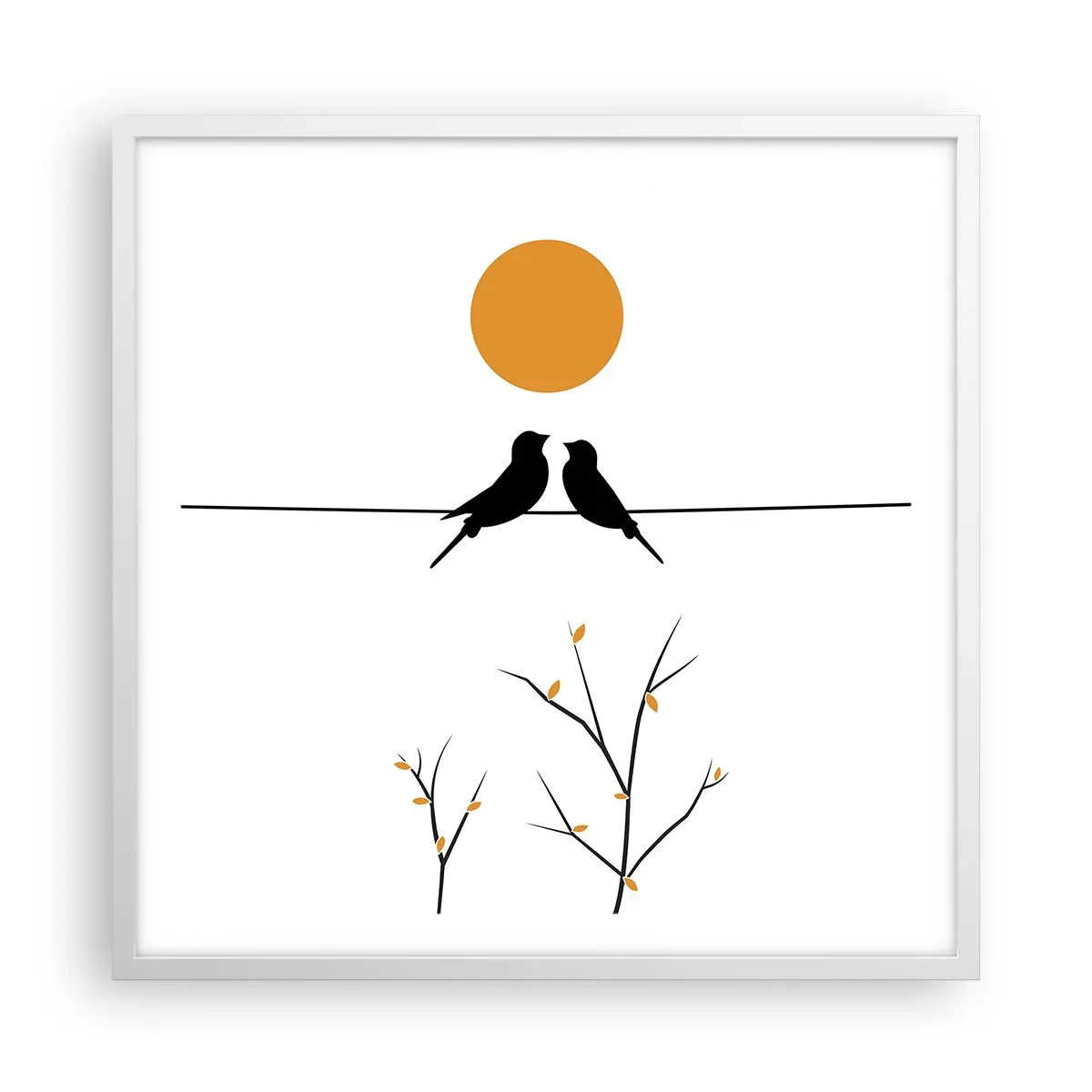 Poster in white frmae - Nightingale Evening - 60x60 cm