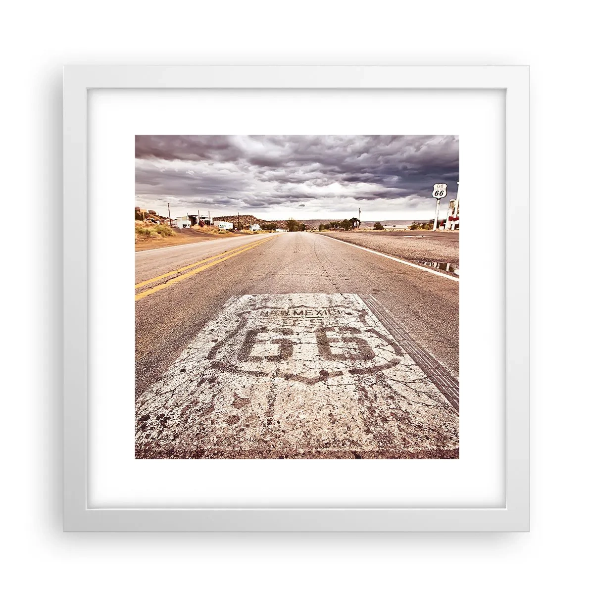 Poster in white frmae - Mother Road - American Legend - 30x30 cm