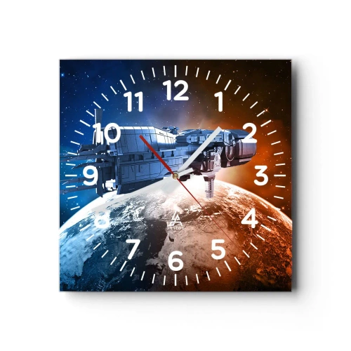 Wall clock - Clock on glass - Careful Observer - 30x30 cm