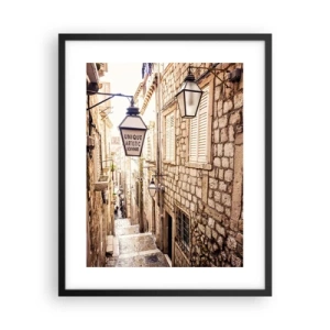 Poster in black frame - Charming Alley - 40x50 cm