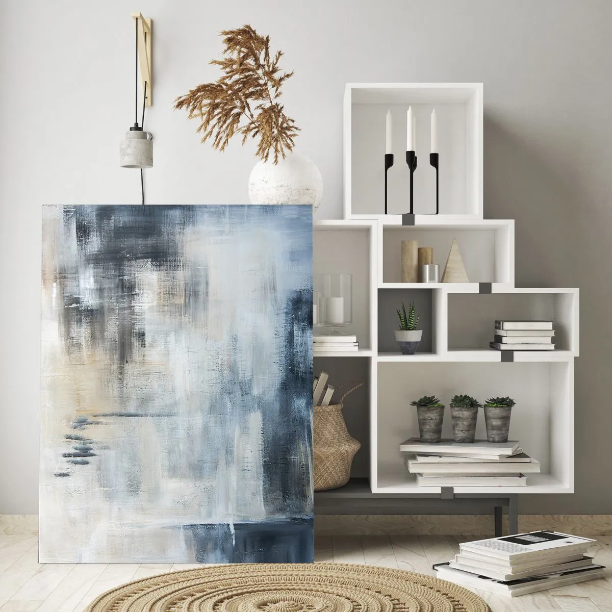 Glass picture - Behind the Curtain of Blue - 50x70 cm