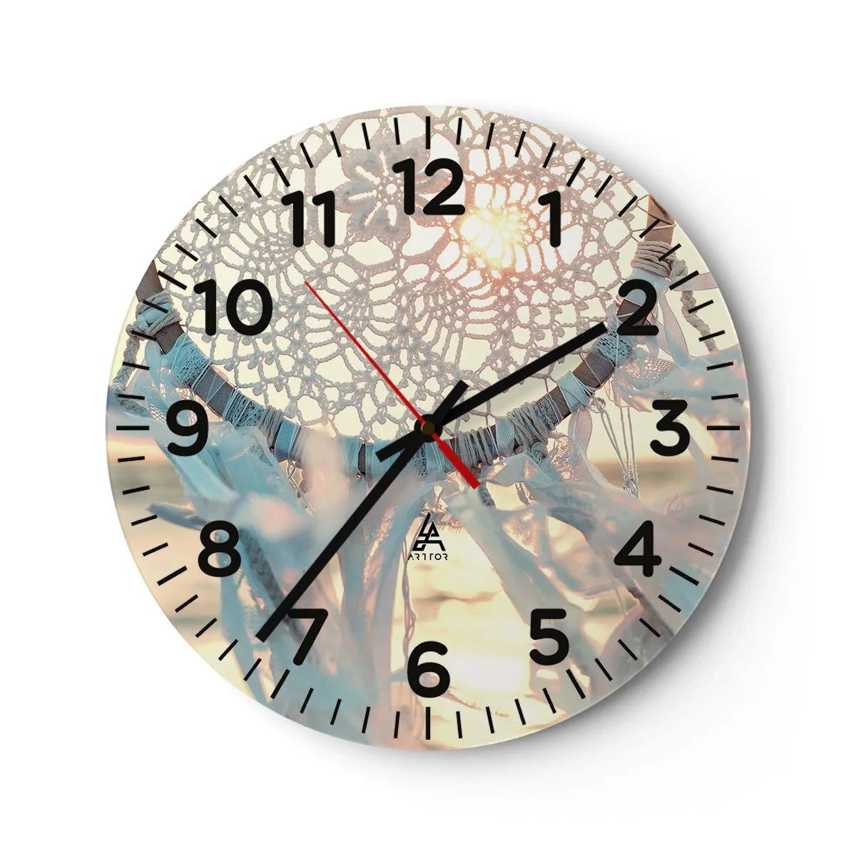 Wall clock - Clock on glass - Lace Totem - 40x40 cm