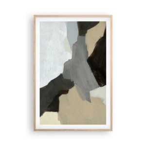 Poster in light oak frame - Abstract: Crossroads of Grey - 61x91 cm