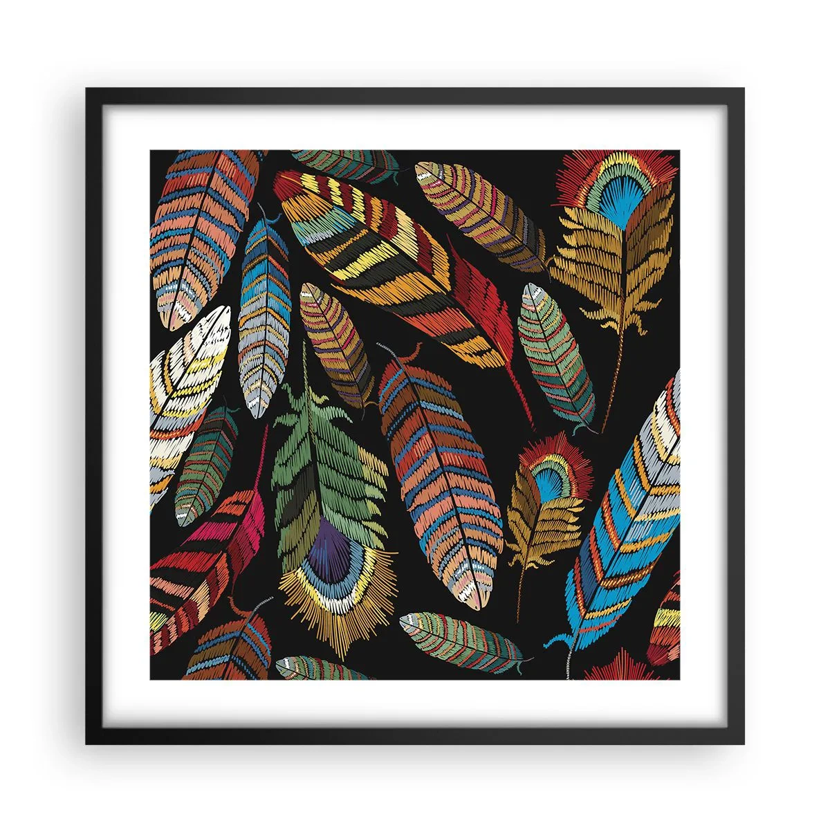 Poster in black frame - Bird Carnival - 50x50 cm