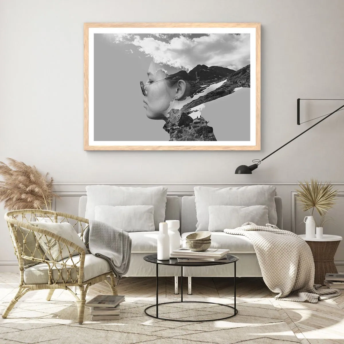 Poster in light oak frame - Cloudy Portrait - 91x61 cm