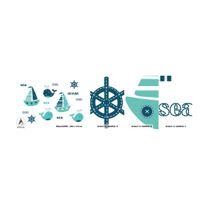 Photo Wallpaper Sample Standard Eco - Through Seas And Oceans - For children, Nautical, Sailboat - 100x30 cm