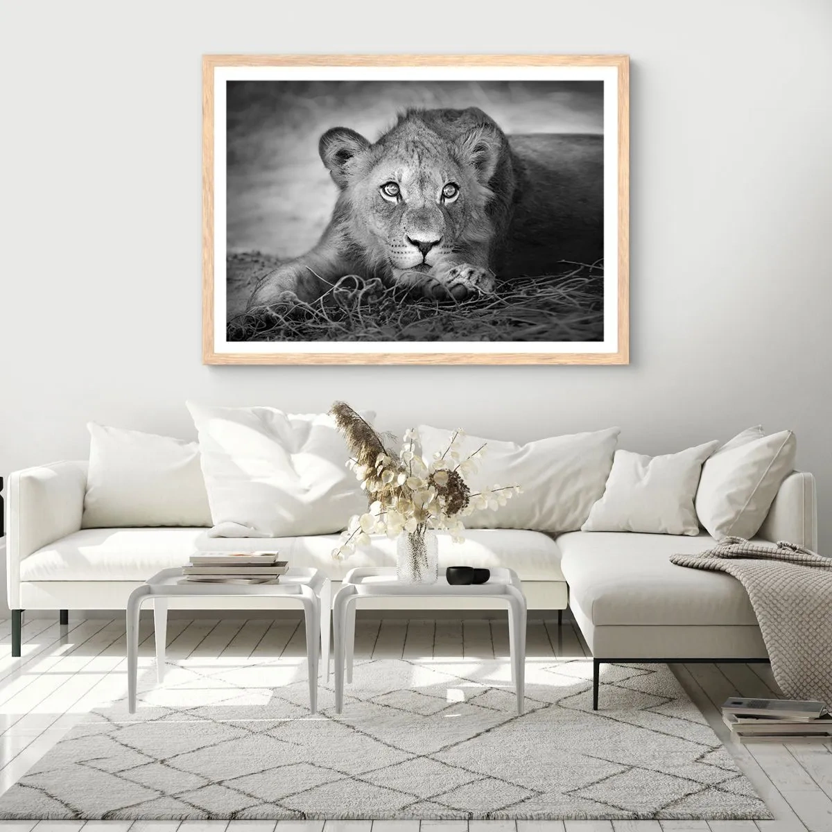 Poster in light oak frame - Royal Puppy - 50x40 cm