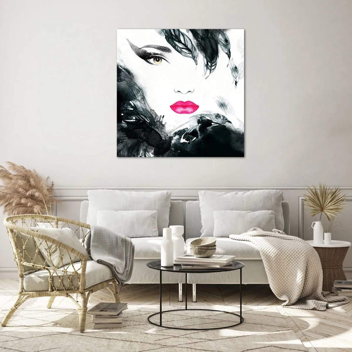 Glass picture - Watch out for Femme Fatale! - 70x70 cm