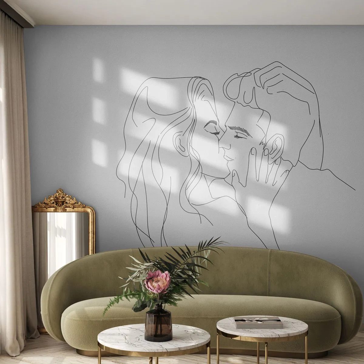 Custom Wallpaper Standard Eco - With the Same Line - Graphics, Couple in love, Kiss