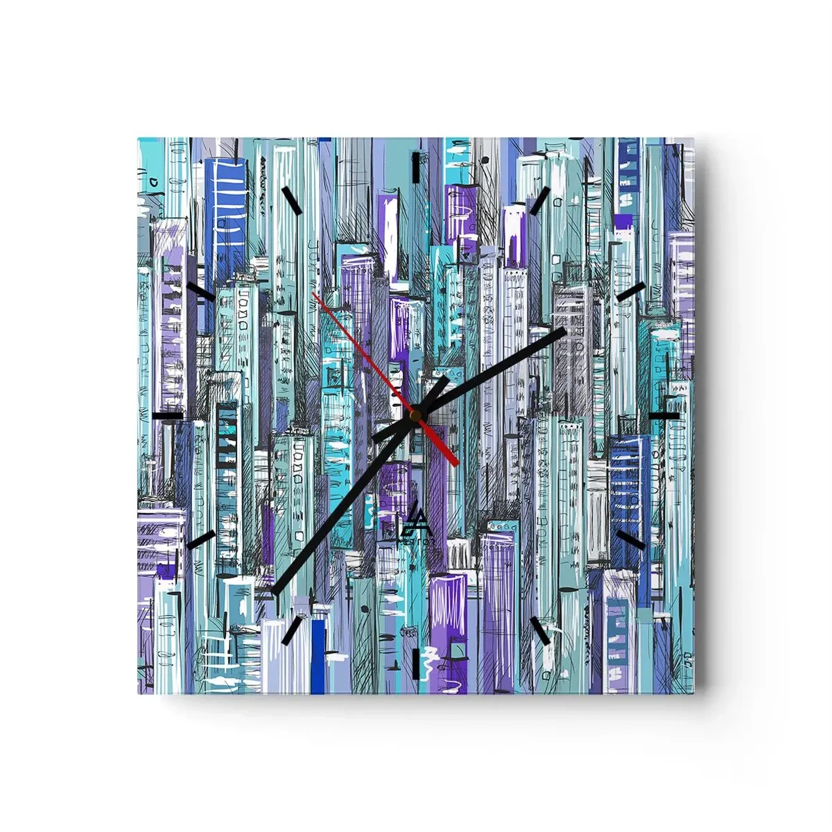 Wall clock - Clock on glass - Blue as the Sky - 30x30 cm